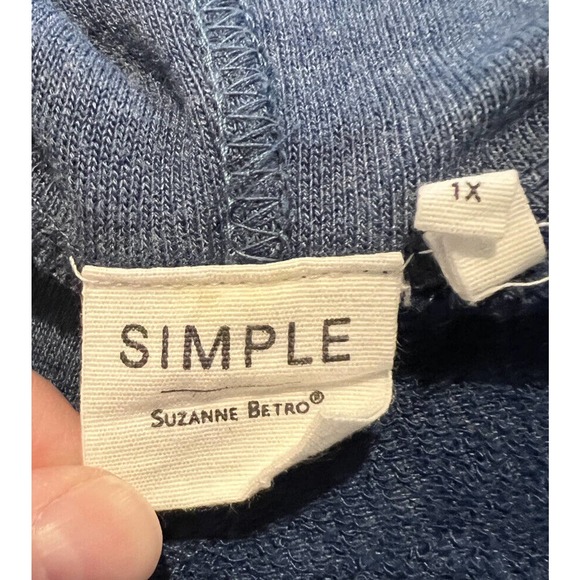 SIMPLE by Suzanne Betro Womens Dress Blue Knit Hooded Comfort Size 1X - Picture 3 of 4